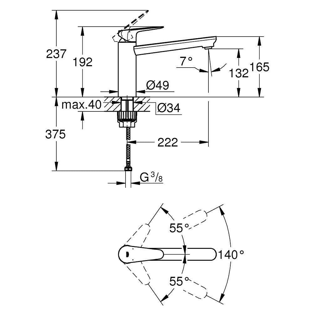 Grohe BauCurve mosogatócsap, közepes kifolyó (31715000)