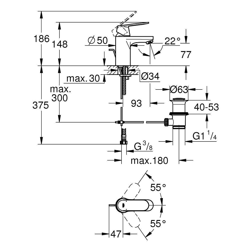 Grohe Eurosmart Cosmopolitan egykaros mosdócsaptelep, S, króm 3282500E-1