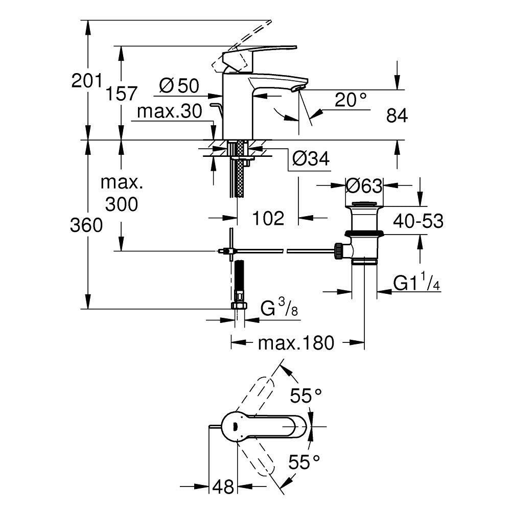 Grohe Eurostyle mosdócsaptelep húzórudas leeresztő - kifutó-1