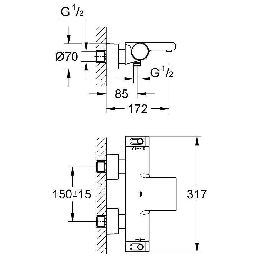 Grohe Grohtherm 2000 termosztátos kád csaptelep (34174001)