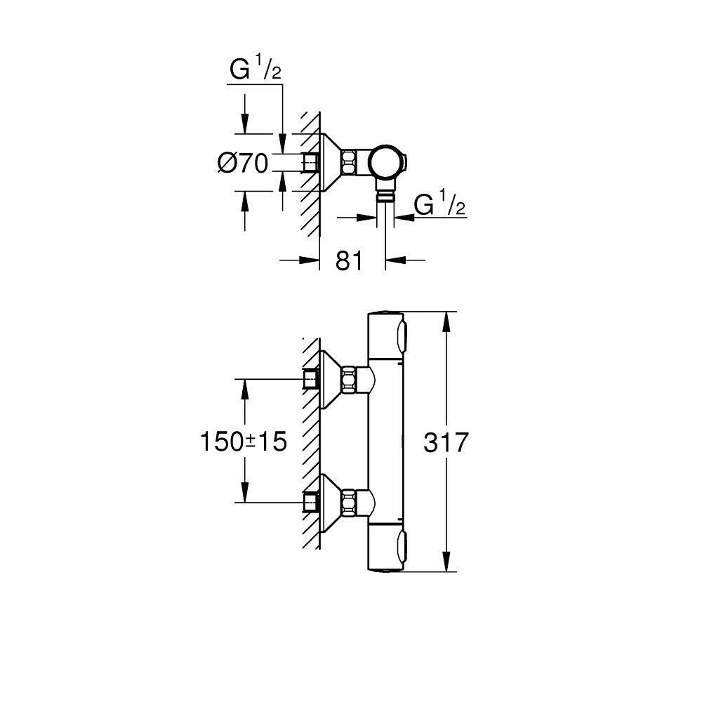 Grohe Grohtherm 500 Termosztátos Zuhanycsaptelep (34793000)
