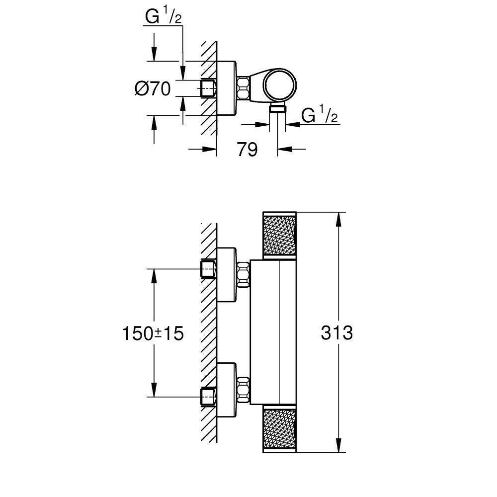 Grohe Grotherm 1000 termosztátos zuhanycsaptelep