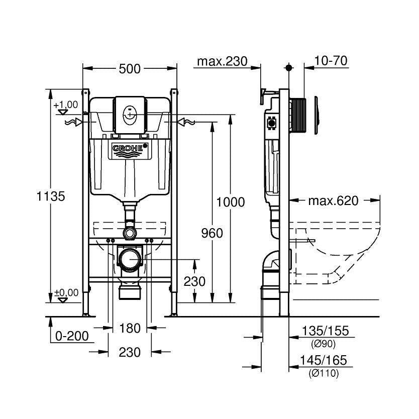 Grohe Rapid SL 3 az 1 - ben wc szett 1,13m beépítési magasság (38719001)