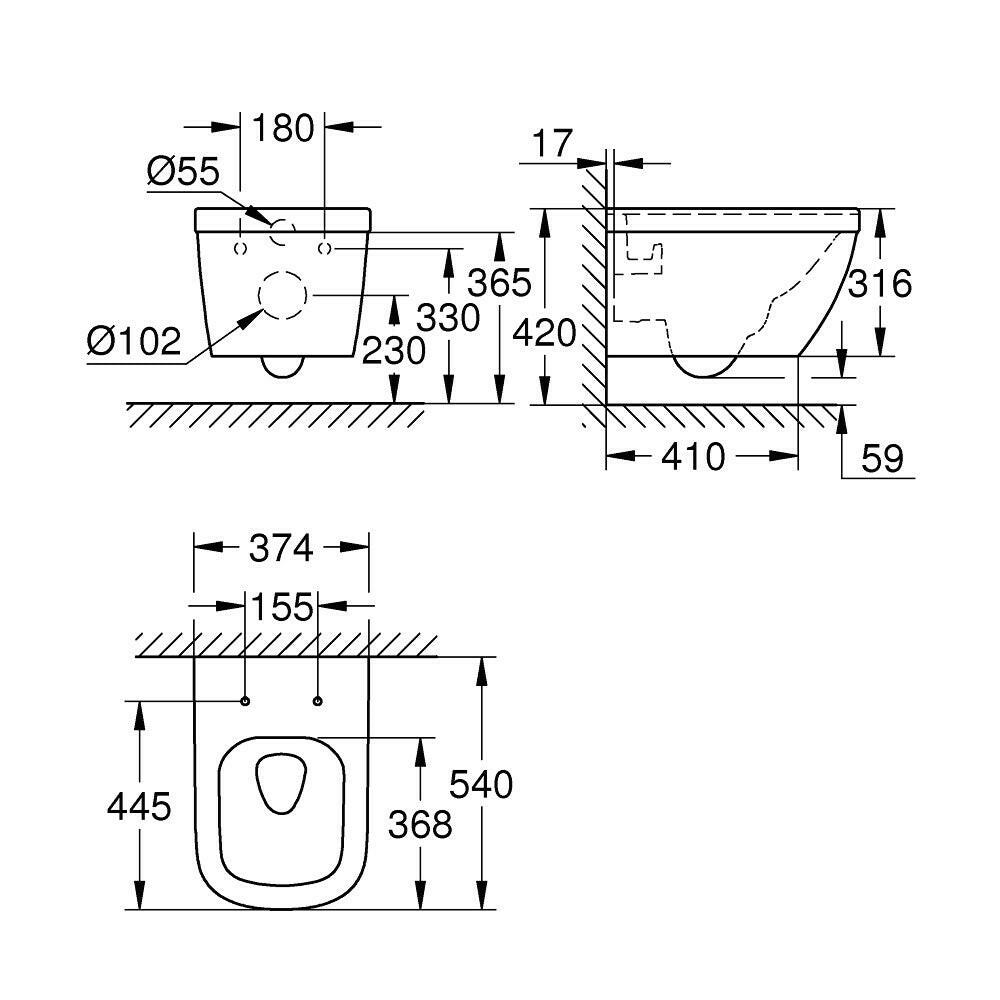 Grohe Euro Ceramic fali wc perem nélküli