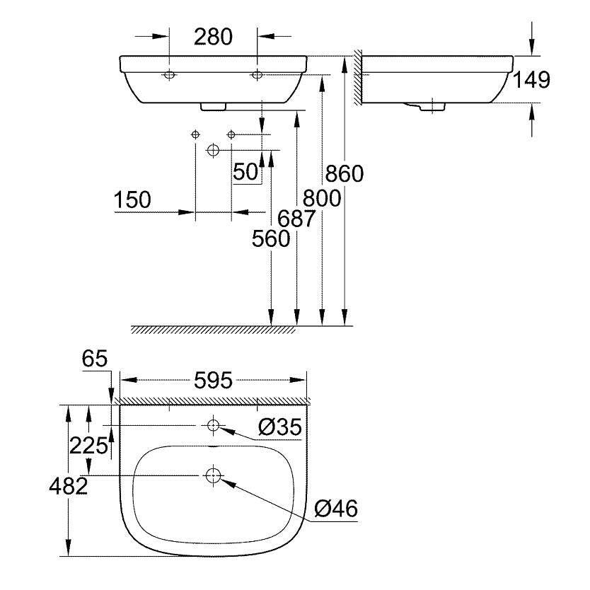 Grohe Euro Ceramic 60 cm mosdó