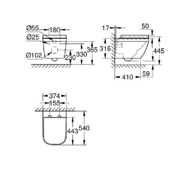 Grohe Euro Ceramic fali wc szett (39554000)