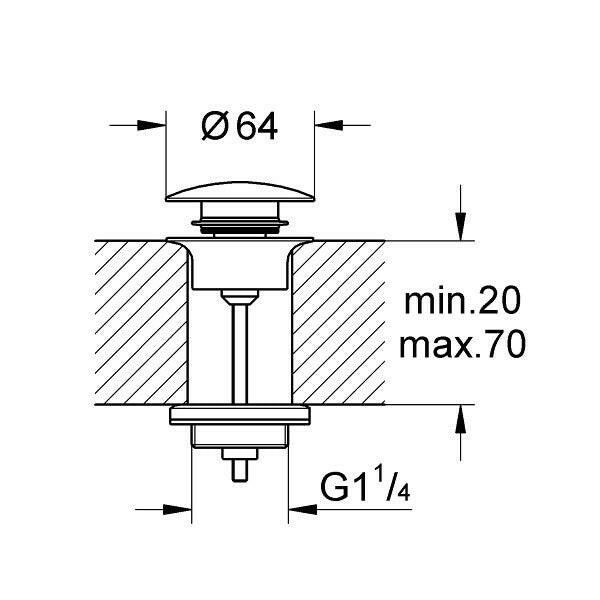 Grohe Click leeresztő szett nyomódugóval (push-open), szín: bársony fekete-1