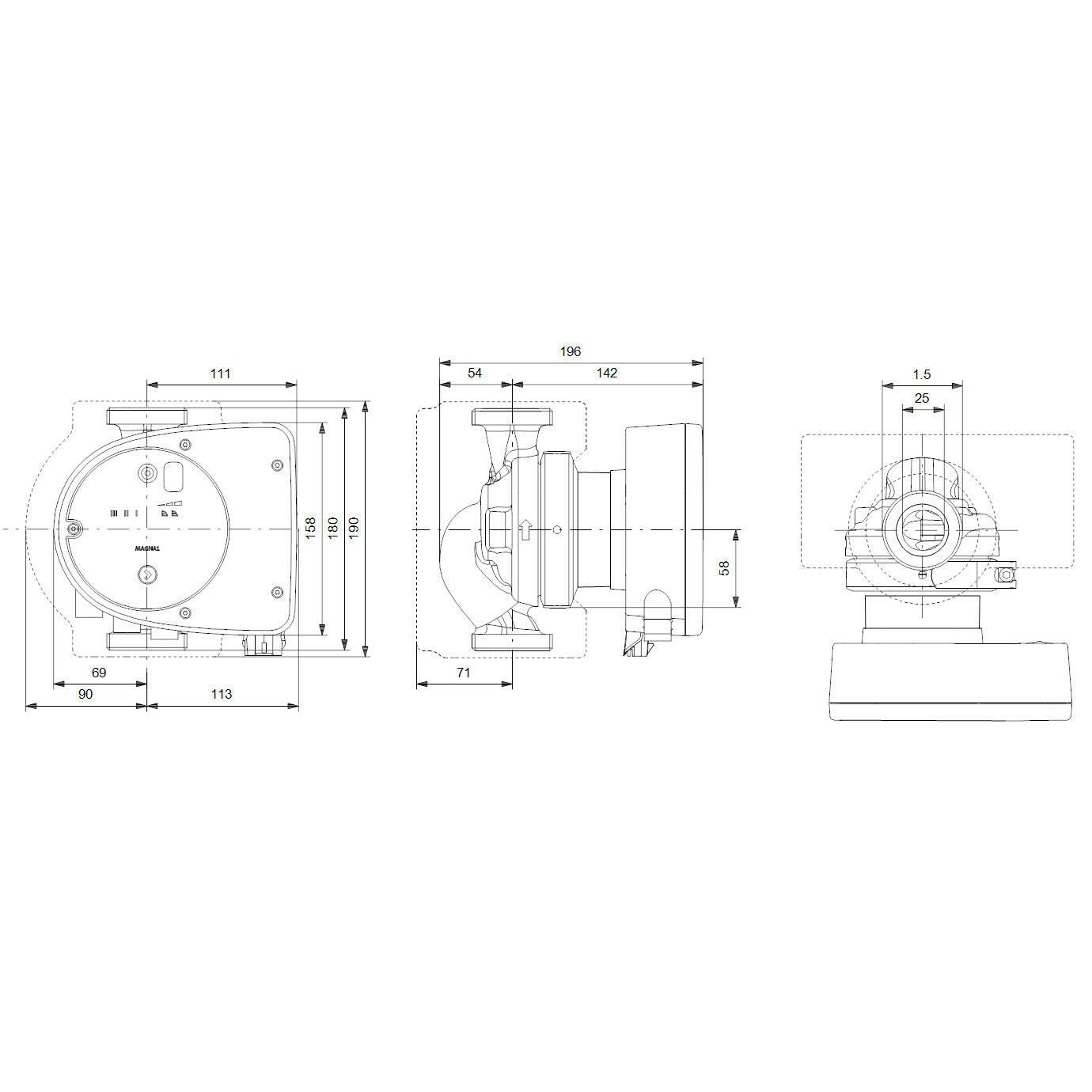 GRUNDFOS MAGNA1 25- 80 180 1x230V PN10-1