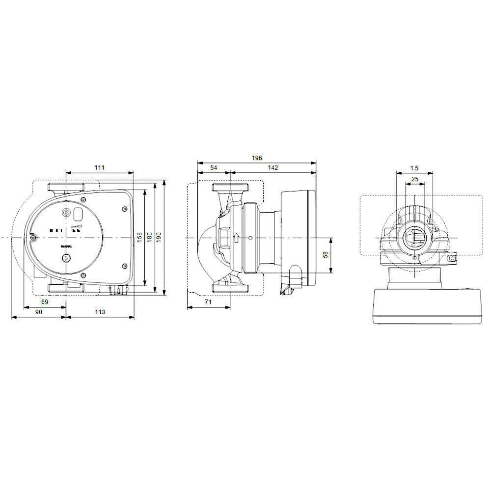 GRUNDFOS MAGNA1 25 - 60 180 1x230V PN10 (99221217)