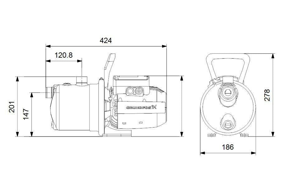 Grundfos JP 5 - 48 önfelszívó szivattyú 230V 5,4m3/h