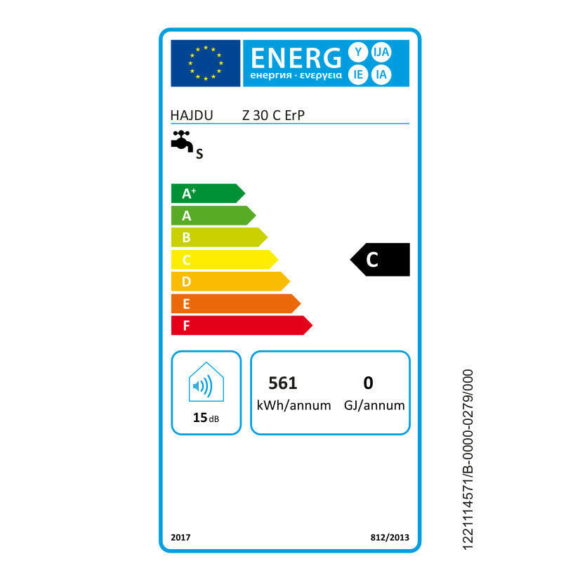 Hajdu Z-30 C ErP elektromos forróvíztároló 30 l. fali függőleges, kerámiafűtővel-1