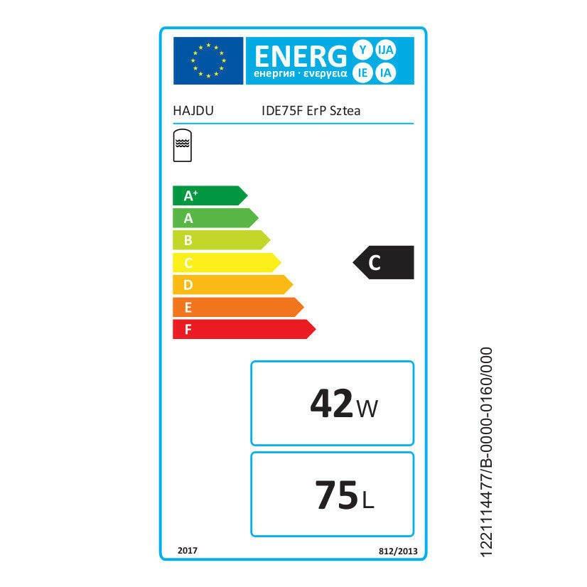 Hajdu IDE 75F ErP indirekt fűtésű forróvíztároló, fali, szteatitos villamos pótfűtéssel, cirkulációs csonkkal (2141731640)