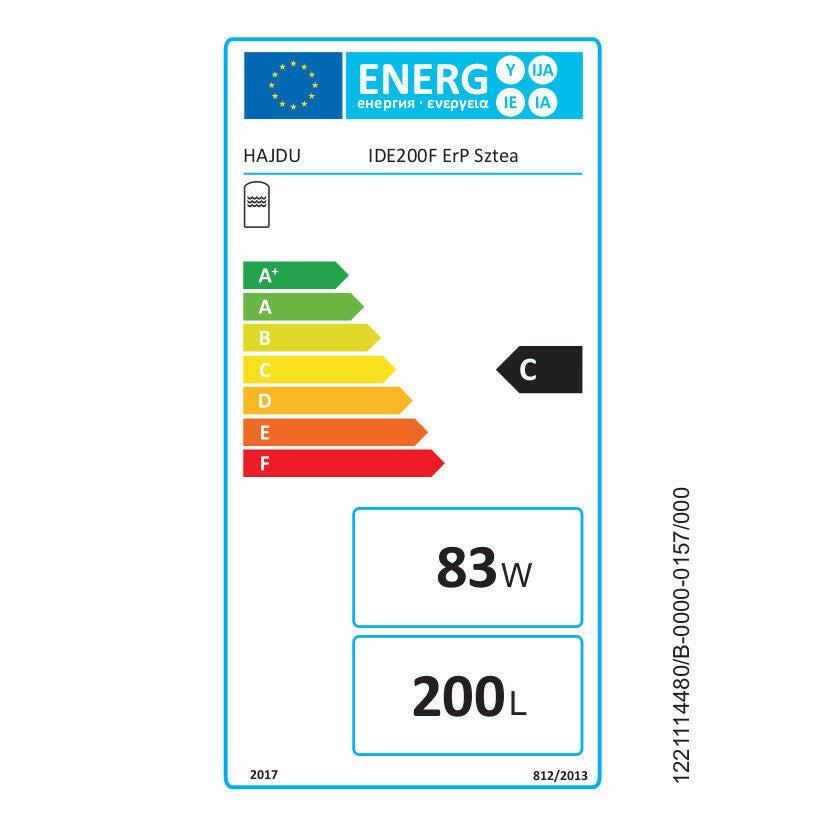 Hajdu IDE 200F ErP indirekt fűtésű forróvíztároló fali, szteatitos villamos pótfűtéssel, cirkulációs csonkkal (2142431640)