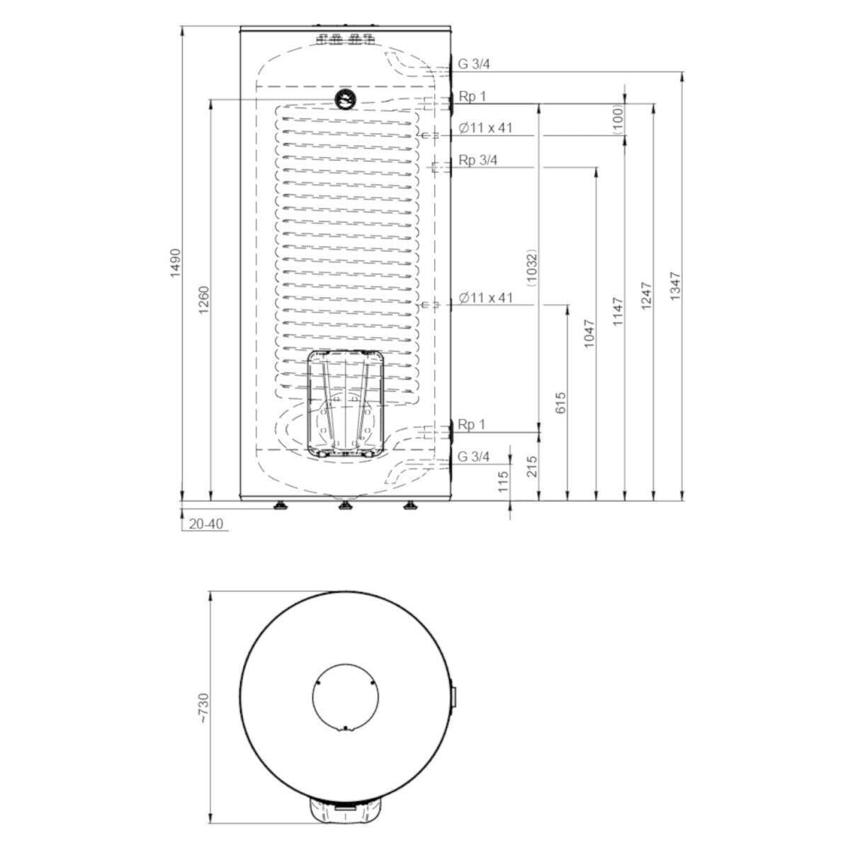 Hajdu STXL 300CE HMV tároló hőszivattyús rendszerhez, beépített elektromos fűtéssel, 300 literes (2142615201)