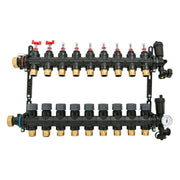 Hakatherm SkyFlow osztó - gyűjtő átfolyásmérő + komplett végelem 9 kör 1" - 3/4" EUROKÓNUSZ műanyag (TT - MFP - 10934)