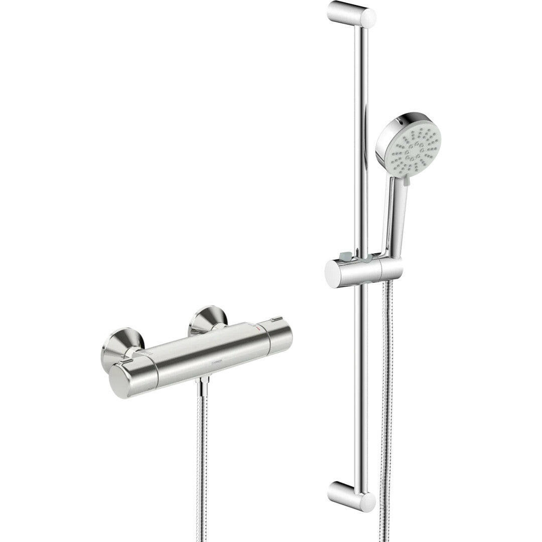 Hansa Basic zuhany csaptelep termosztátos, zuhanyszettel állítható, 3 funkciós fejjel-0