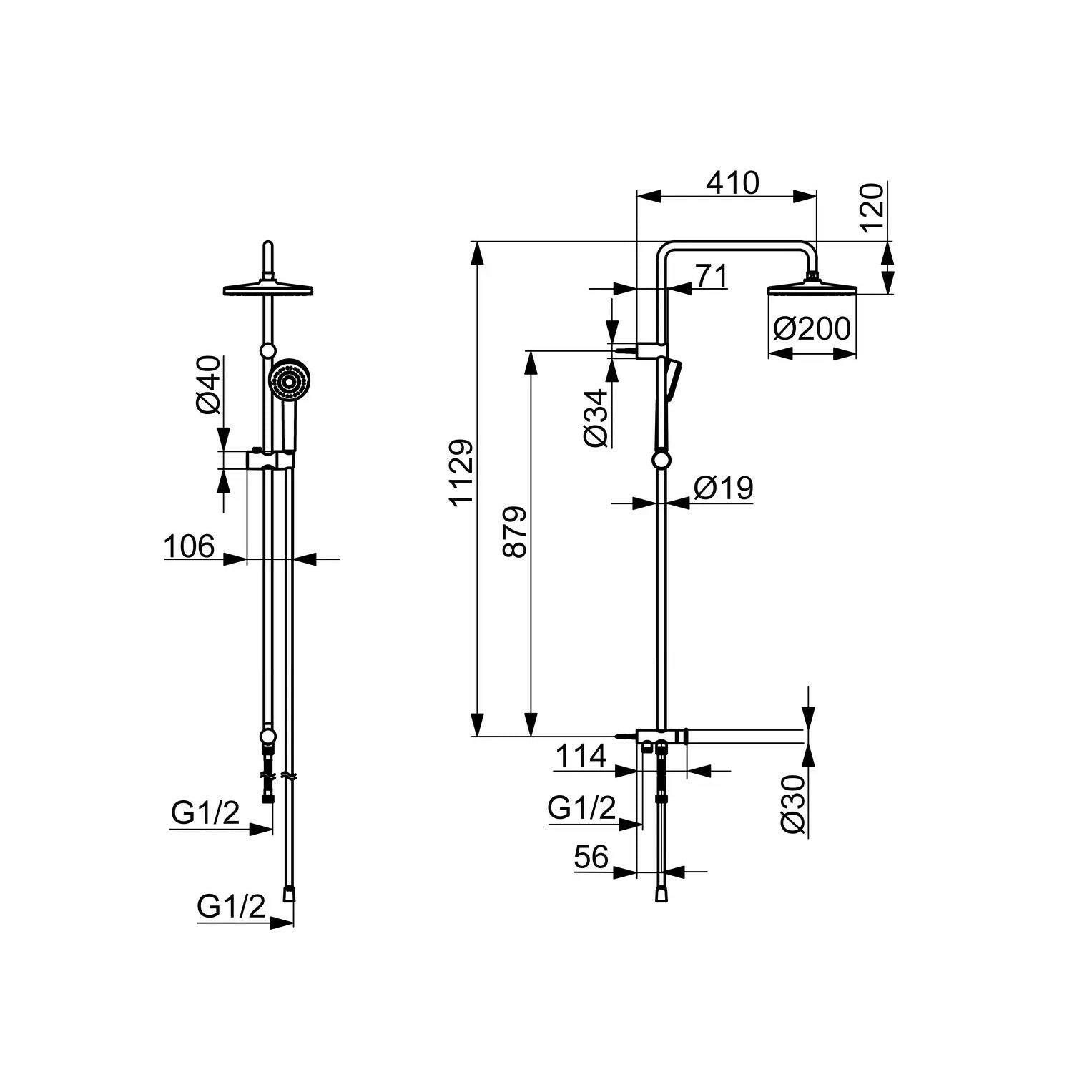 Hansa Basic zuhanyfej rendszer, fix 200 mm-es fejzuhannyal, állítható tartóval, 1 funciós fejjel-1