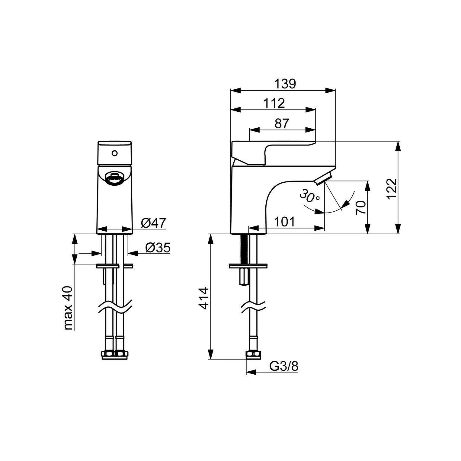 Hansa Basic mosdó csaptelep 70 mm leeresztő nélkül ( 55422203 )