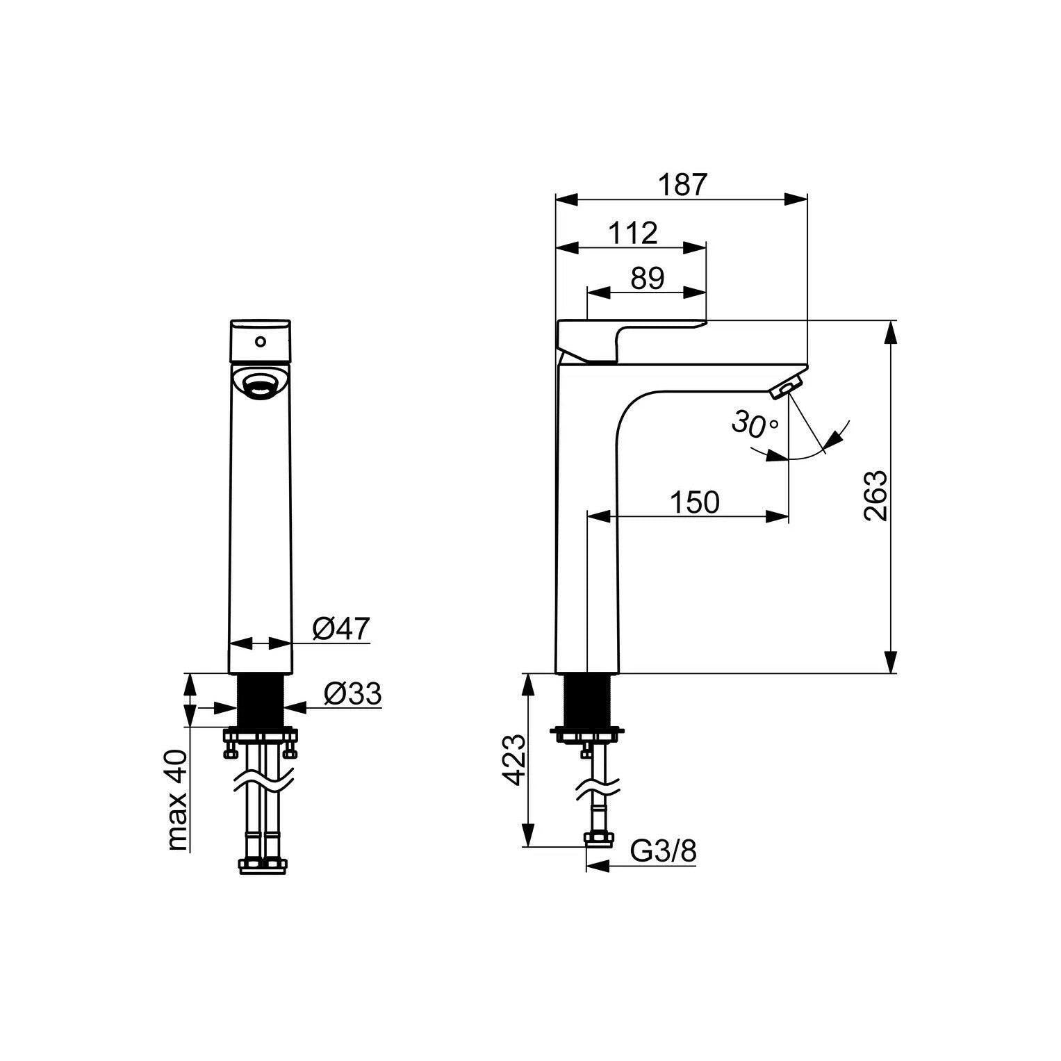 Hansa Basic mosdó csaptelep 250 mm leeresztő nélkül ( 55472203 )