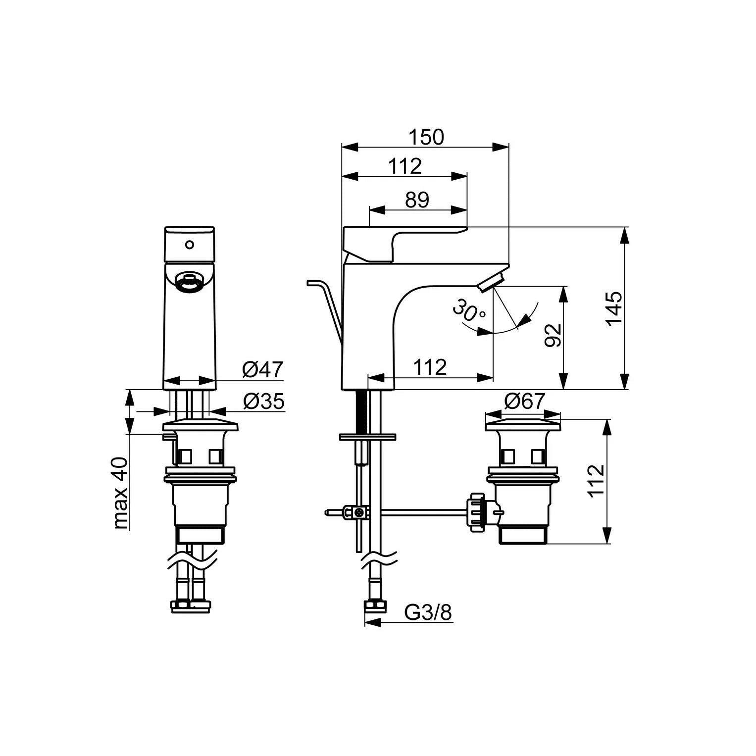 Hansa Basic mosdó csaptelep 100 mm autómata lefolyó-garnitúrával  XL-1