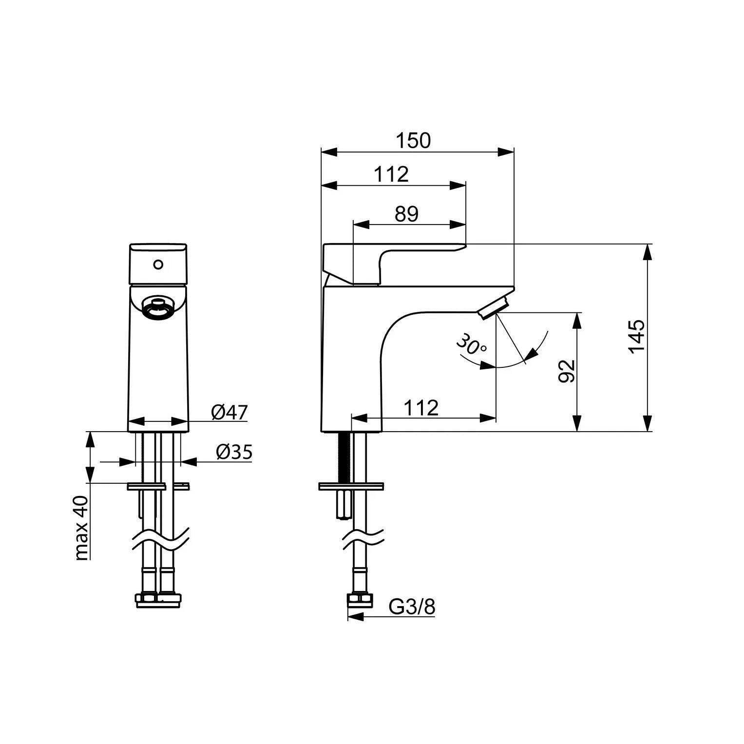 Hansa Basic mosdó csaptelep 100 mm leeresztő nélkül XL ( 55522203 )