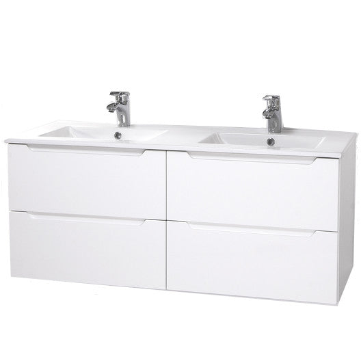 Hartyán bútor Elit mosdós szekrény, 120 cm, fehér, dupla 4 fiókkal + LAVA 121 kerámia mosdó-0