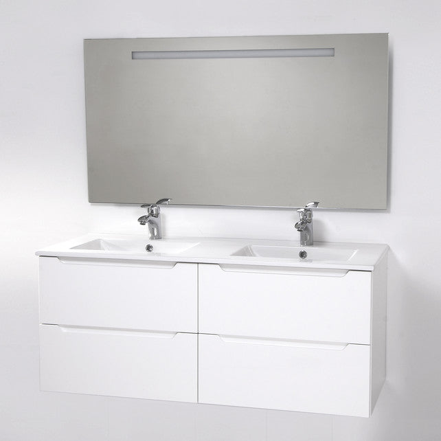 Hartyán bútor Elit mosdós szekrény, 120 cm, fehér, dupla 4 fiókkal + LAVA 121 kerámia mosdó-1