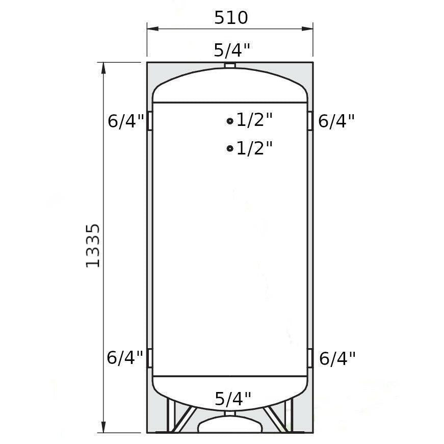 Heizer ACR - 2 puffertároló szigeteléssel, glikolos vízre ( - 10°C +60°C), hőcserélő nélkül, 200l (ACR2)