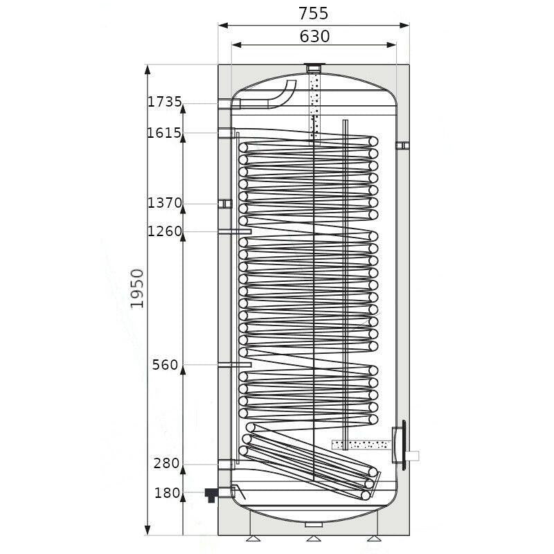 Heizer BSE - 500 indirekt tároló hőszivattyúhoz álló, fix szigetelés, 1 hőcserélő, 500l (BSE500)