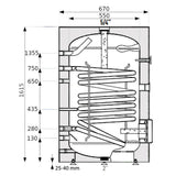 Heizer BSFV-300 indirekt tároló álló, fix szigetelés, kerámia bevonat, 1db hőcserélő, 300l-1