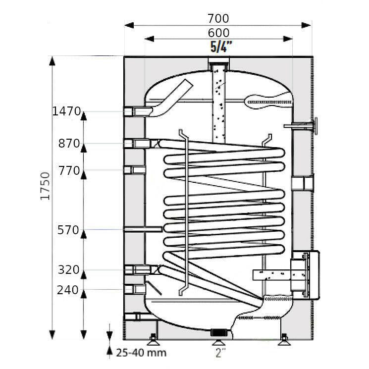 Heizer BSFV - 400 indirekt tároló álló, fix szigetelés, kerámia bevonat, 1db hőcserélő, 400l (BSF400)