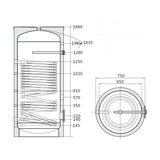 Heizer BSH-501R indirekt tároló hőszivattyúhoz álló,  fix szigetelés, 1 hőcserélő 5,7m2 , 500l-1