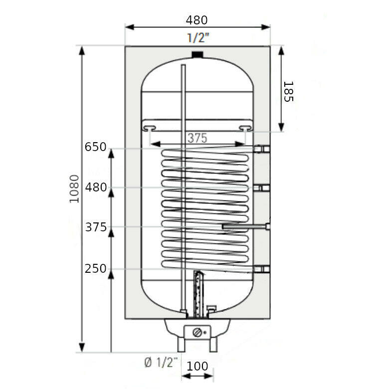 Heizer Plus-100 (balos) indirekt fali tároló, 1 hőcserélő, fix szigetelés, 1,5 kW fűtőbetét-1