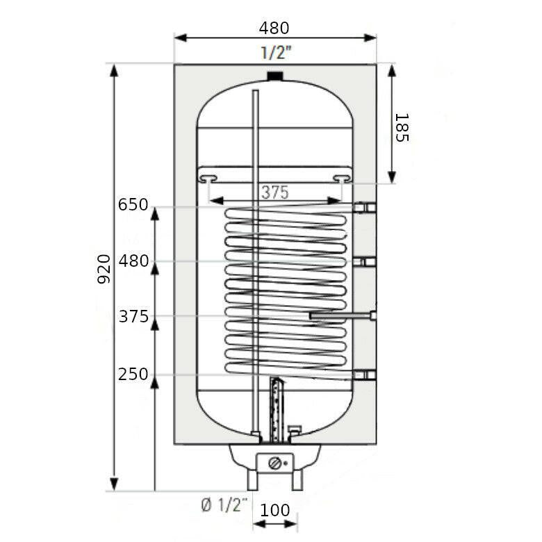 Heizer Plus - 80 (jobbos) indirekt fali tároló, 1 hőcserélő, fix szigetelés, 1,5 kW fűtőbetét (PL80J)
