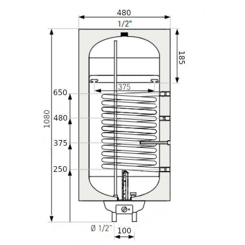 Heizer Plus - 100 (jobbos) indirekt fali tároló, 1 hőcserélő, fix szigetelés, 1,5 kW fűtőbetét (PLUS - 100)