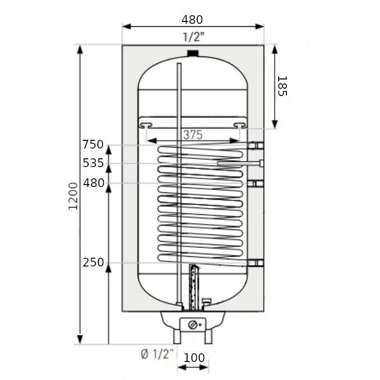 Heizer Plus-120 (balos) indirekt fali tároló, 1 hőcserélő, fix szigetelés, 2 kW fűtőbetét-1