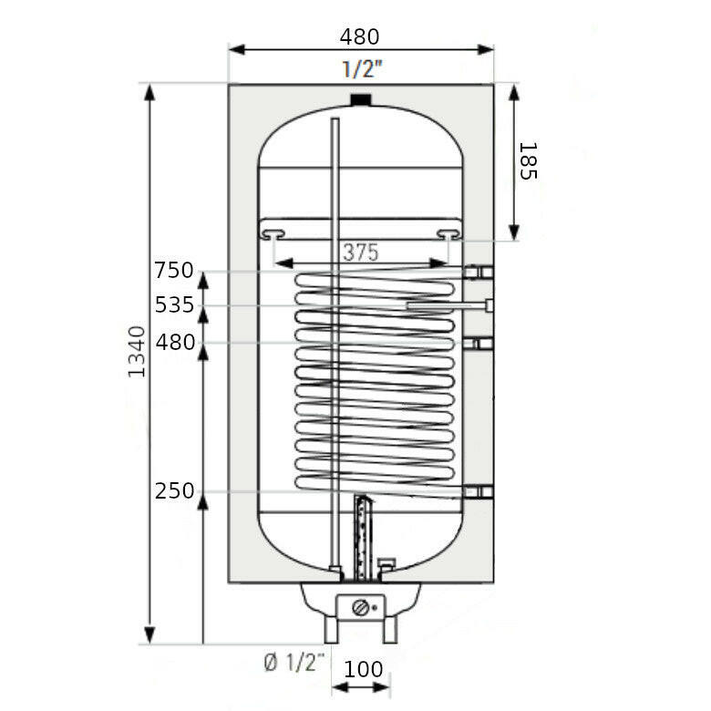 Heizer Plus-140 (jobbos) indirekt fali tároló, 1 hőcserélő, fix szigetelés, 2 kW fűtőbetét-1