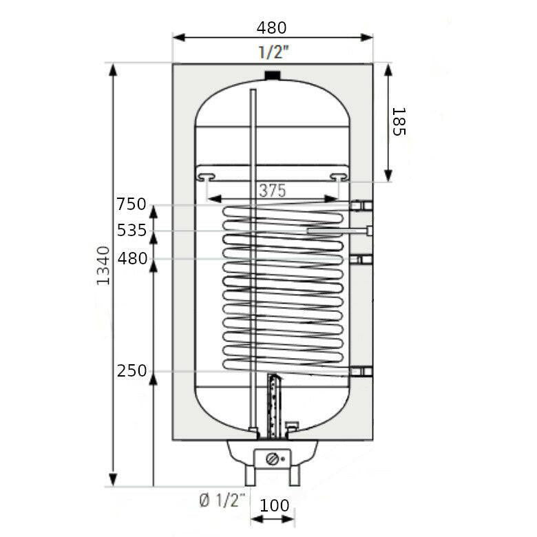 Heizer Plus - 140 (jobbos) indirekt fali tároló, 1 hőcserélő, fix szigetelés, 2 kW fűtőbetét (PLUS - 140)