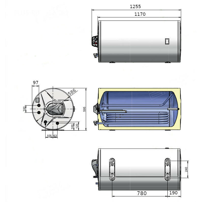 Heizer PLUS-RHB-202 3kW fali indirekt tároló fekvő, elektromos fűtőbetéttel 100l-1