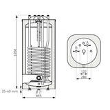 Heizer S-100 indirekt tároló álló, szögletes forma, 1 hőcserélő, fix szigetelés, 100l-1