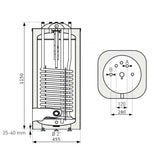 Heizer S-120 indirekt tároló álló, szögletes forma, 1 hőcserélő, fix szigetelés, 120l-1