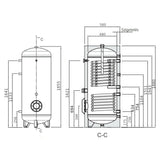 Heizer SOH-303 indirekt tároló hőszivattyúhoz, álló, 2 hőcserélő, fix szigeteléssel, 300l-1