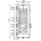 Heizer SOH-400 indirekt tároló hőszivattyúhoz álló, 2 hőcserélő, fix szigeteléssel, 400l-1