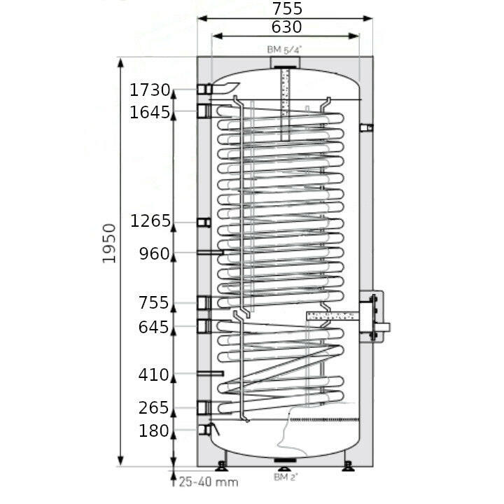 Heizer SOH-500 indirekt tároló hőszivattyúhoz álló, 2 hőcserélő, fix szigeteléssel, 500l-1