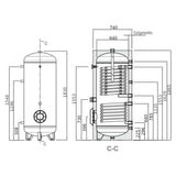 Heizer SOH-503 indirekt tároló hőszivattyúhoz, álló, 2 hőcserélő, fix szigeteléssel, 500l-1