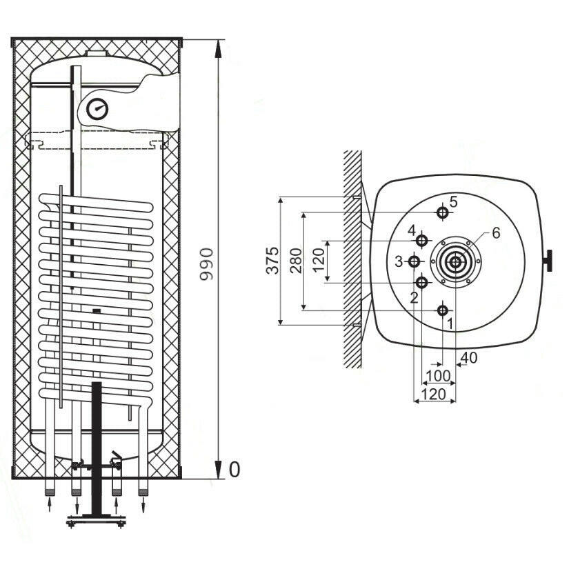 Heizer SW-100 indirekt tároló fali, szögletes forma, 1 hőcserélő, fix szigetelés, 100l-1