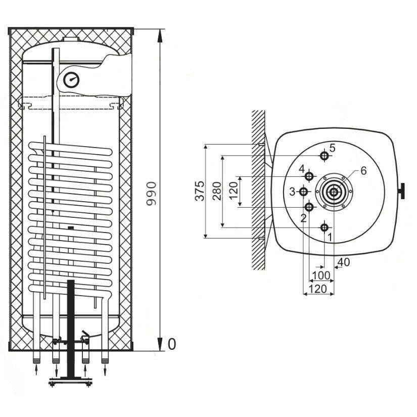 Heizer SW - 100 indirekt tároló fali, szögletes forma, 1 hőcserélő, fix szigetelés, 100l (SW100)