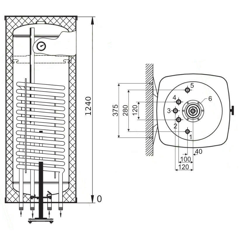 Heizer SW-140 indirekt tároló fali, szögletes forma, 1 hőcserélő, fix szigetelés, 140l-1