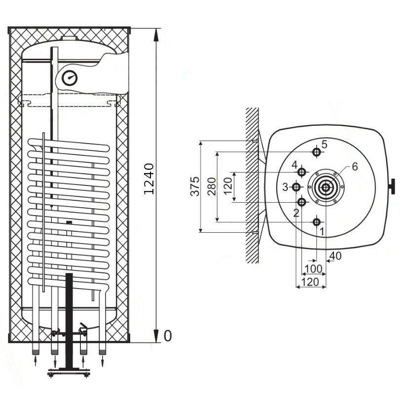 Heizer SW-E-140 indirekt tároló fali, szögletes forma, emelt hőcserélő, fix szigetelés, 140l-1