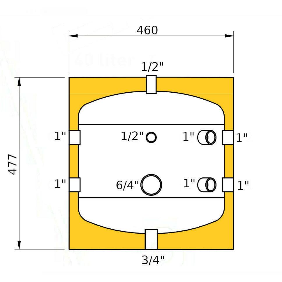 Heizer PUST - 40 puffertároló fali, hőcserélő nélkül, fix szigetelés, 40 l (W - S00009)